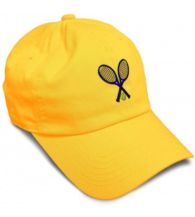 Baseball Caps Custom Soft Baseball Cap Tennis Sports B Embroidery Dad Hats for Men & Women - Golden Yellow - C318SHIXIOH $30.92