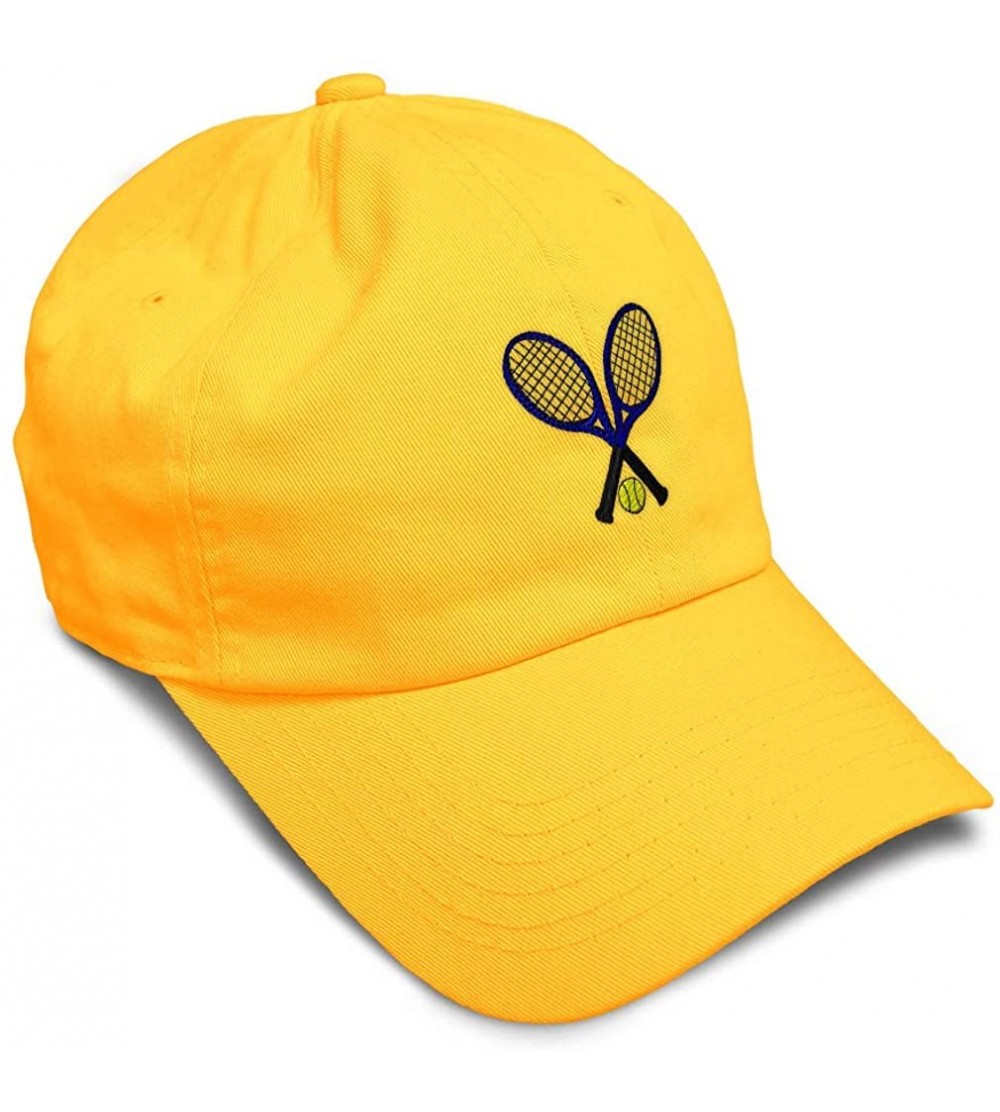 Baseball Caps Custom Soft Baseball Cap Tennis Sports B Embroidery Dad Hats for Men & Women - Golden Yellow - C318SHIXIOH $15.10