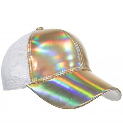 Skullies & Beanies Women Men Summer Adjustable Hip Hop Baseball Cap Laser Breathable Sun Cap - Gold - C618TC52G03 $11.24