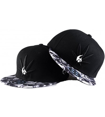 Baseball Caps Unisex Flat Bill Hip Hop Hat Snapback Baseball Cap - Black/White 028 - C712LUW52ER $12.40