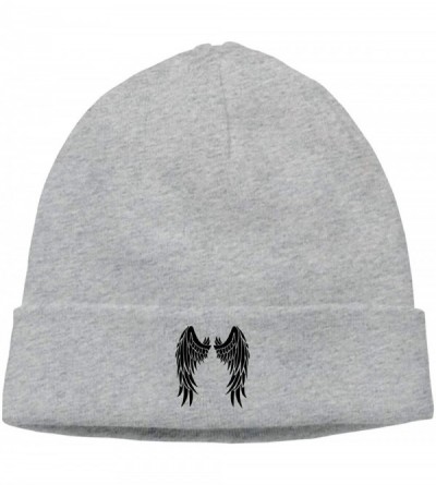 Skullies & Beanies Hip-Hop Knitted Hat for Mens Womens Evil Angel Wings Unisex Cuffed Plain Skull Knit Hat Cap Head Cap - Gra...