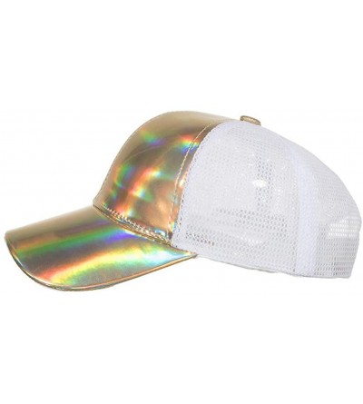 Skullies & Beanies Women Men Summer Adjustable Hip Hop Baseball Cap Laser Breathable Sun Cap - Gold - C618TC52G03 $11.24