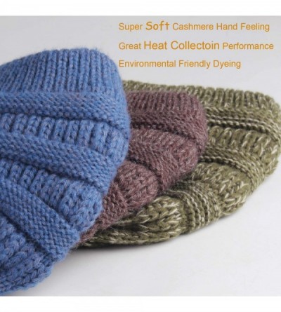 Skullies & Beanies Winter Beanie Hats for Women Cable Knit Fleece Lining Warm Hats Slouchy Thick Skull Cap - Grey - CI18XAMM2...