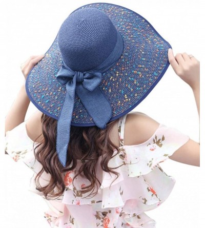 Sun Hats Sun Hat for Women Girls Large Wide Brim Straw Hats UV Protection Beach Packable Straw Caps - Bd-navy - C118SX68GRA $...