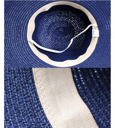Sun Hats Sun Hat for Women Girls Large Wide Brim Straw Hats UV Protection Beach Packable Straw Caps - Bd-navy - C118SX68GRA $...