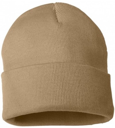 Skullies & Beanies SP12 - 12 Inch Solid Knit Beanie - Khaki - CY12EGZAP05 $10.43