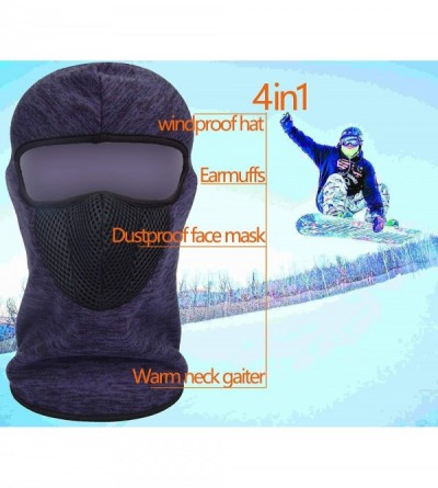 Balaclavas Winter Balaclava Face mask Thick Scarf ski mask Neck Gaiter face Cover face Cloth Head Hood - Midnight Blue Grid -...