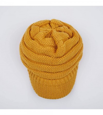 Visors Hatsandscarf Exclusives Women's Ribbed Knit Hat with Brim (YJ-131) - Mustard - C312N201OAZ $16.29