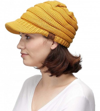 Visors Hatsandscarf Exclusives Women's Ribbed Knit Hat with Brim (YJ-131) - Mustard - C312N201OAZ $16.29