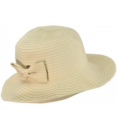 Sun Hats Women's Bow Accent Crushable Packable up Brim Beach Sun Hat - Natural - CF12E37N19J $13.08