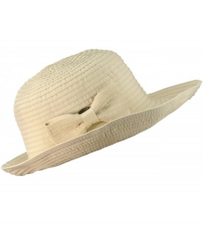 Sun Hats Women's Bow Accent Crushable Packable up Brim Beach Sun Hat - Natural - CF12E37N19J $13.08