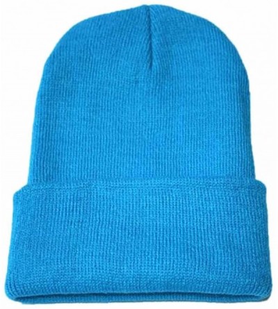 Skullies & Beanies Unisex Slouchy Knitting Beanie Hip Hop Cap & Warm Winter Ski Hat - Sky Blue - CV187R7QQCZ $9.69