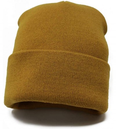 Skullies & Beanies Classic Cuff Beanie Hat Winter Skully Hat Knit Ski Hat Toque Made in USA - Timber Yellow - CY188EZEAHK $10.66