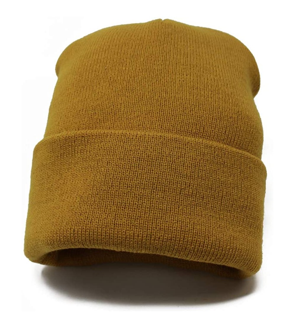 Skullies & Beanies Classic Cuff Beanie Hat Winter Skully Hat Knit Ski Hat Toque Made in USA - Timber Yellow - CY188EZEAHK $10.66