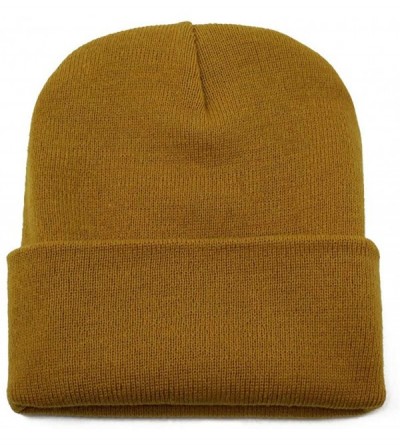 Skullies & Beanies Classic Cuff Beanie Hat Winter Skully Hat Knit Ski Hat Toque Made in USA - Timber Yellow - CY188EZEAHK $10.66