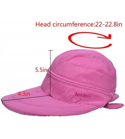 Sun Hats Women Bowknot Sun Hat Wide Large Brim Visor Hat Cap Summer Beach Hat - Rose Red - CH12HORO63Z $19.13