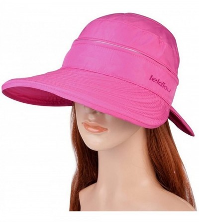 Sun Hats Women Bowknot Sun Hat Wide Large Brim Visor Hat Cap Summer Beach Hat - Rose Red - CH12HORO63Z $19.13