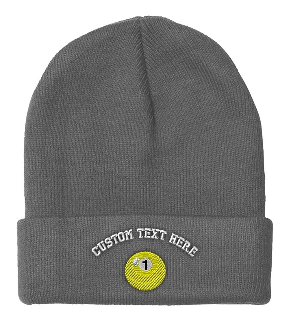 Skullies & Beanies Custom Beanie for Men & Women Billiards Pool Solids Ball 1 Embroidery Acrylic - Light Grey - C718ZS39YH5 $...
