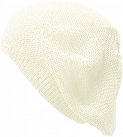 Berets JTL Beret Beanie Hat for Women Fashion Light Weight Knit Solid Color - Ivory - CF18Q9O0TGK $25.54