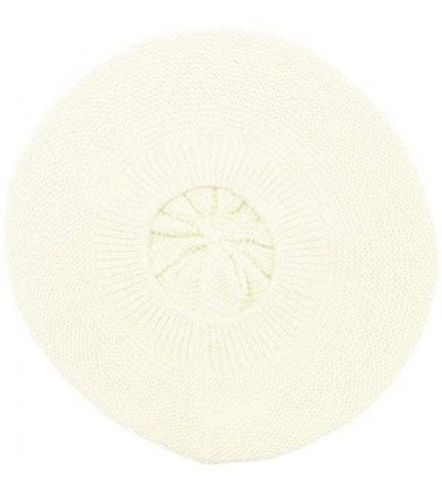 Berets JTL Beret Beanie Hat for Women Fashion Light Weight Knit Solid Color - Ivory - CF18Q9O0TGK $9.40
