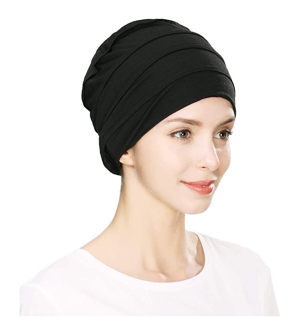 Skullies & Beanies Soft Chemo Caps Turbans Sleep Hat for Women Head Wraps Cancer Headwear Beanies Patient Hairloss 55-60cm - ...