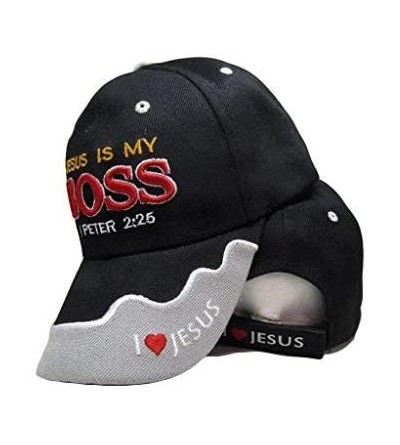 Skullies & Beanies Christ Christian Jesus is My Boss 1 Peter 2-25 Black Embroidered Cap Hat - CO187ELWGI6 $8.97
