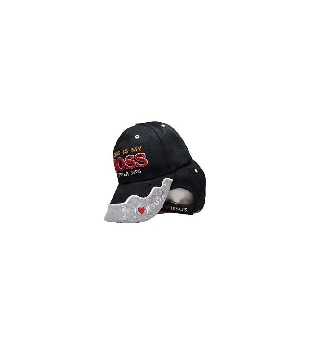 Skullies & Beanies Christ Christian Jesus is My Boss 1 Peter 2-25 Black Embroidered Cap Hat - CO187ELWGI6 $8.97