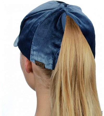 Baseball Caps Ponycap Messy High Bun Ponytail Soft Velvet Adjustable Baseball Cap Hat - Denim - C0187DRHRZN $13.74