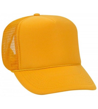 Baseball Caps Polyester Foam Front 5 Panel High Crown Mesh Back Trucker Hat - Gold - CT12EXF1P7V $21.29