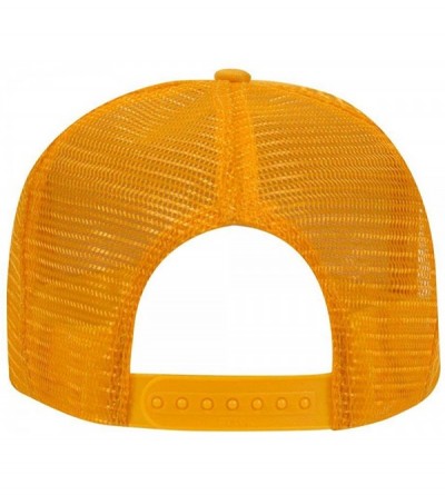 Baseball Caps Polyester Foam Front 5 Panel High Crown Mesh Back Trucker Hat - Gold - CT12EXF1P7V $13.42