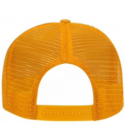 Baseball Caps Polyester Foam Front 5 Panel High Crown Mesh Back Trucker Hat - Gold - CT12EXF1P7V $13.42