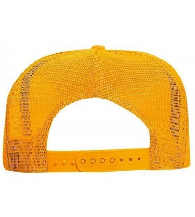 Baseball Caps Polyester Foam Front 5 Panel High Crown Mesh Back Trucker Hat - Gold - CT12EXF1P7V $13.42