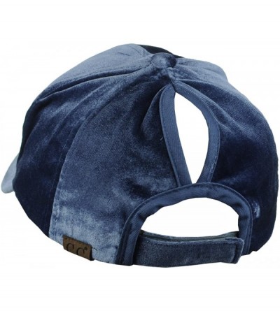 Baseball Caps Ponycap Messy High Bun Ponytail Soft Velvet Adjustable Baseball Cap Hat - Denim - C0187DRHRZN $13.74