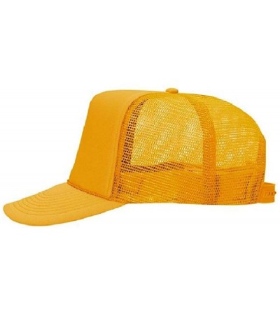 Baseball Caps Polyester Foam Front 5 Panel High Crown Mesh Back Trucker Hat - Gold - CT12EXF1P7V $13.42