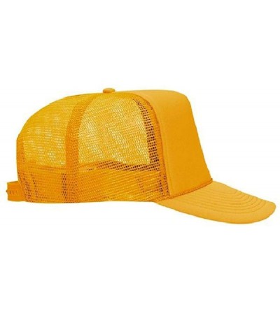 Baseball Caps Polyester Foam Front 5 Panel High Crown Mesh Back Trucker Hat - Gold - CT12EXF1P7V $13.42