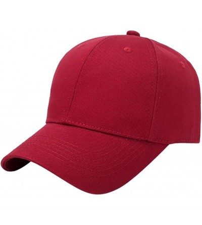 Baseball Caps Men's Baseball Cap Unisex Plain Sports Adjustable Solid Ball Hat Cotton Soft Panel Cap Outdoor Sun Hat - Red - ...