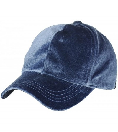 Baseball Caps Ponycap Messy High Bun Ponytail Soft Velvet Adjustable Baseball Cap Hat - Denim - C0187DRHRZN $13.74