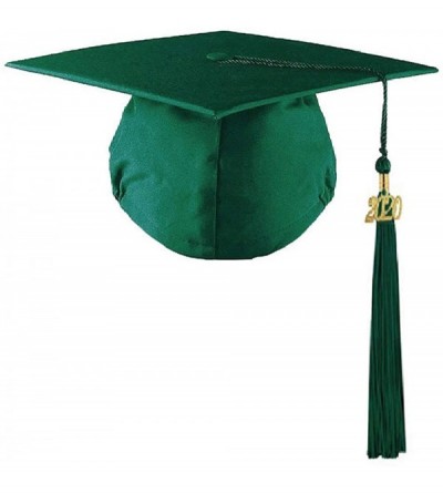 Skullies & Beanies 2020 Matte Graduation Cap with Tassel for High School College Graduates - Forest Green - C9195R63SDI $16.91