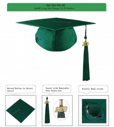 Skullies & Beanies 2020 Matte Graduation Cap with Tassel for High School College Graduates - Forest Green - C9195R63SDI $16.91