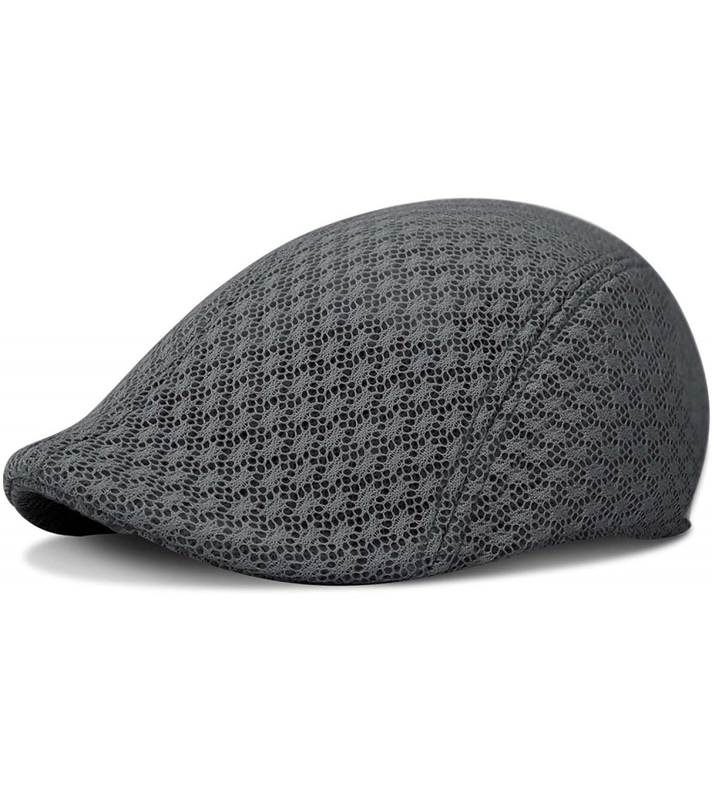 Newsboy Caps Duckbill Mesh Summer Mens Gatsby Polyester Ivy Golf Driving Hat Sun Newsboy Cap - Dark Grey - C718C35OAS7 $14.81