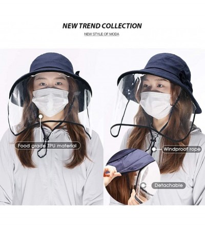 Baseball Caps Womens UPF50 Cotton Packable Sun Hats w/Chin Cord Wide Brim Stylish 54-60CM - 69038_navy(with Face Shields) - C...