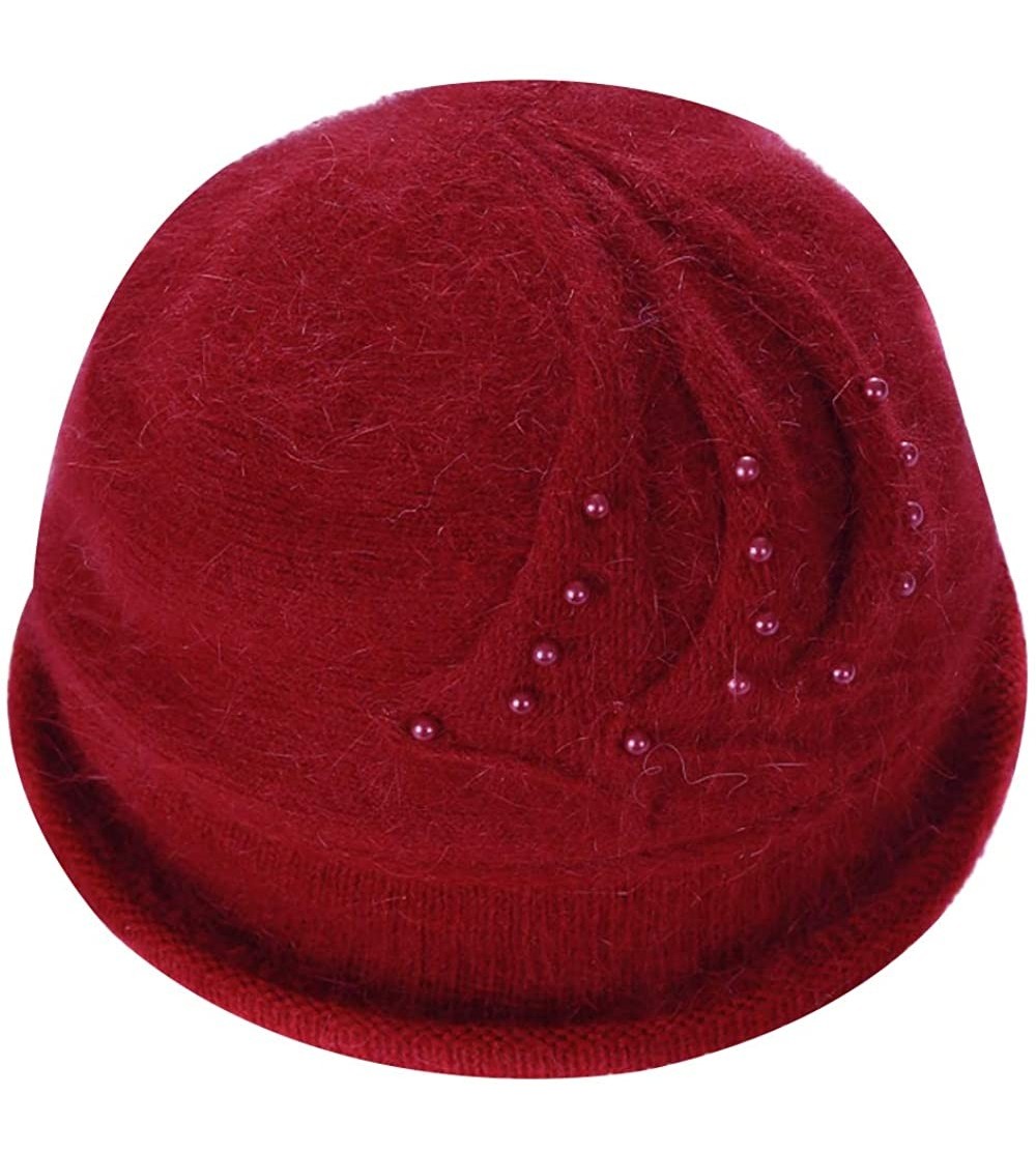 Berets Women Faux Leather Solid Beret French Artist Tam Beanie Hat Cap - 0434 Burgundy - C618AA30M9U $17.39