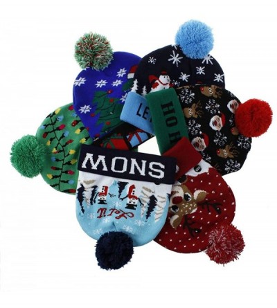 Skullies & Beanies LED Light-up Knitted Ugly Sweater Holiday Xmas Christmas Beanie - 3 Flashing Modes - A-green - CW18XWG2Y5S...