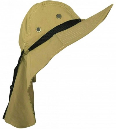 Sun Hats Men Women Boonie Bucket Hat with Neck Flap Wide Brim UV Protection Sun Hat Cap Packable Adjustable - Khaki - CD18R4O...