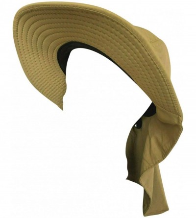 Sun Hats Men Women Boonie Bucket Hat with Neck Flap Wide Brim UV Protection Sun Hat Cap Packable Adjustable - Khaki - CD18R4O...