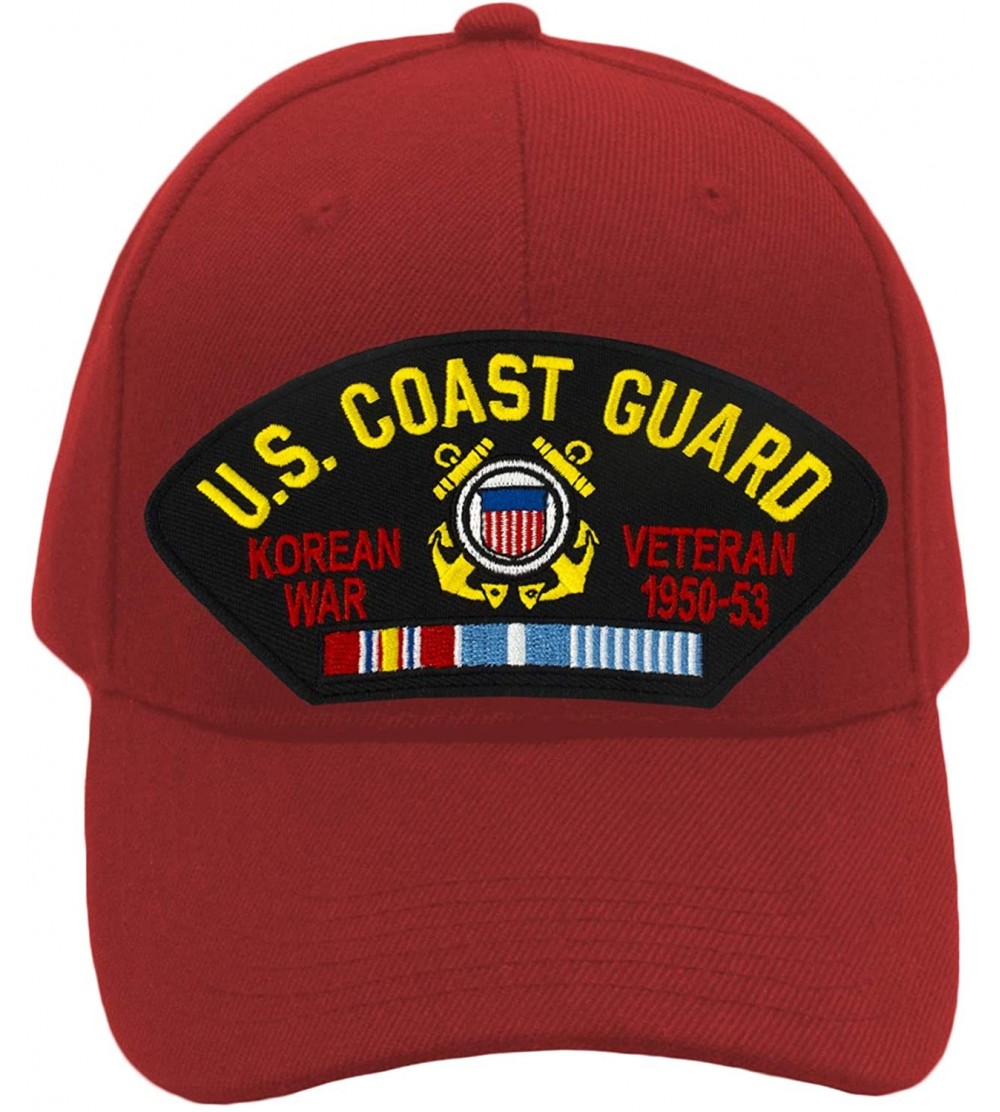 Baseball Caps US Coast Guard - Korean War Veteran Hat/Ballcap Adjustable One Size Fits Most - Red - C418IZHLOLS $31.06