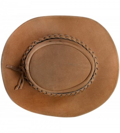 Cowboy Hats Australian Unisex Western Style Cowboy Outback Real Suede Leather Aussie Bush Hat - Tan - CY18QOU6C5L $45.09