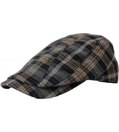 Newsboy Caps Winter Cotton Gatsby Ivy Flat Cap Newsboy Hat Tartan Check LD31225 - Grey - C918Y5E8RML $26.41