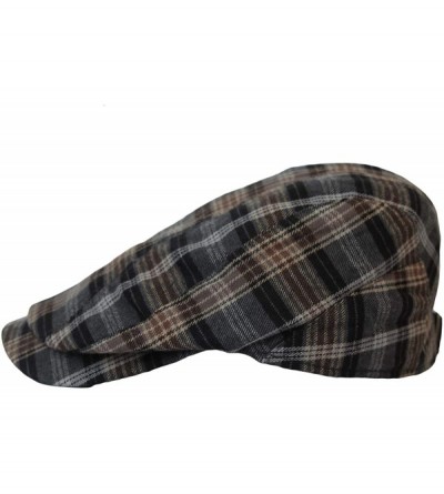 Newsboy Caps Winter Cotton Gatsby Ivy Flat Cap Newsboy Hat Tartan Check LD31225 - Grey - C918Y5E8RML $26.41