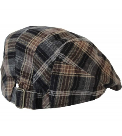 Newsboy Caps Winter Cotton Gatsby Ivy Flat Cap Newsboy Hat Tartan Check LD31225 - Grey - C918Y5E8RML $26.41